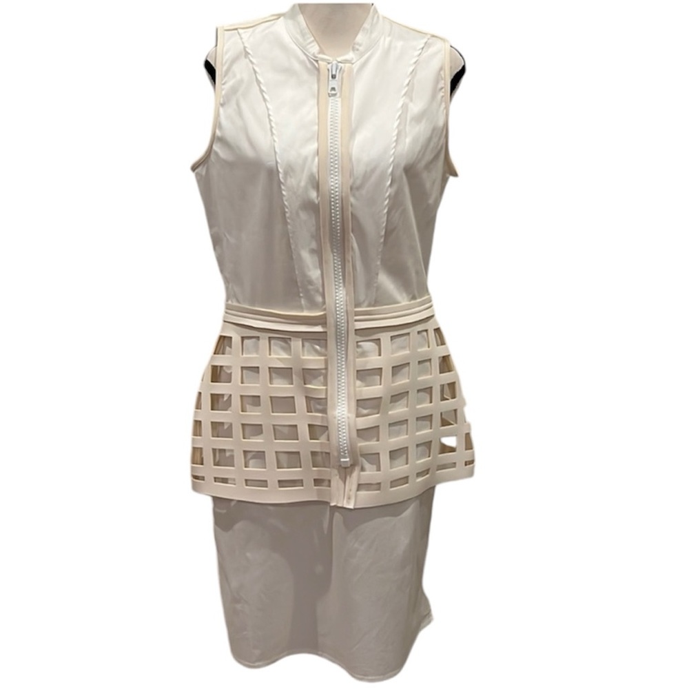 RDM by Rue du Mail - vintage zip front dress - off white/ivory - Size 42 / US 10